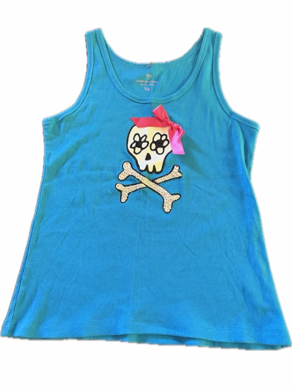 Victoria's Secret pajama set Blue Tank with Skull Pink Bow pants rock on guitar - Picture 3 of 12